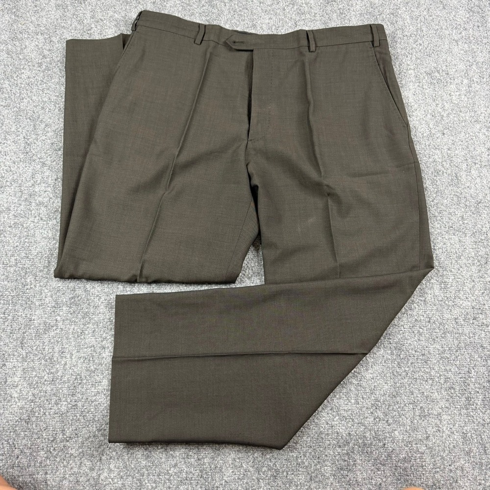 Armani Collezioni Dress Pants Mens 38x29 Brown Flat Front Straight Leg Trousers